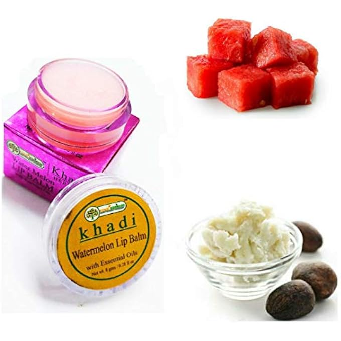 KHADI RISHIKESH HERBAL WATER MELON LIP BALM FOR DRY & CHAPPED LIPS-WITH-SHEA BUTTER AND JOJOBA OIL | LIP PROTECTION & NOURISHMENT -MOISTURISES, HEALS -8GM - Image 1